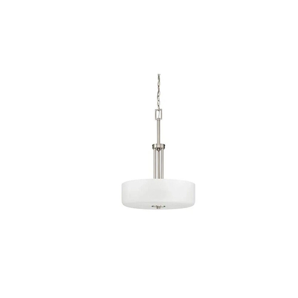 Sunset Lighting F17027-80 Somes 3-Light Bowl Pendant Linen Glass, Dimmable -Brig